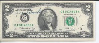 1976 $2.  00 Federal Reserve Note Mary Brooks Auto photo