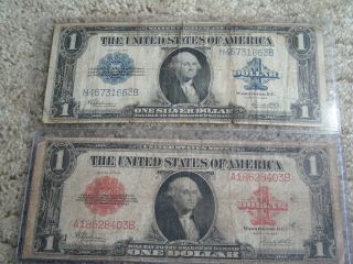 1923 $1 Red Seal/blue Seal Silver Certificates photo