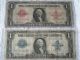 1923 $1 Red Seal/blue Seal Silver Certificates Large Size Notes photo 1