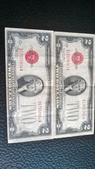 Two 1928 $2 Red Seal Large Two photo