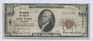 1929 $10 The National City Bank Of Ny,  York National Banknote photo