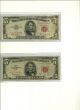 5 - 53 ' /63 ' Mixed $5 Dollar Bills Circulated W/5 - Plastic Covers Small Size Notes photo 2