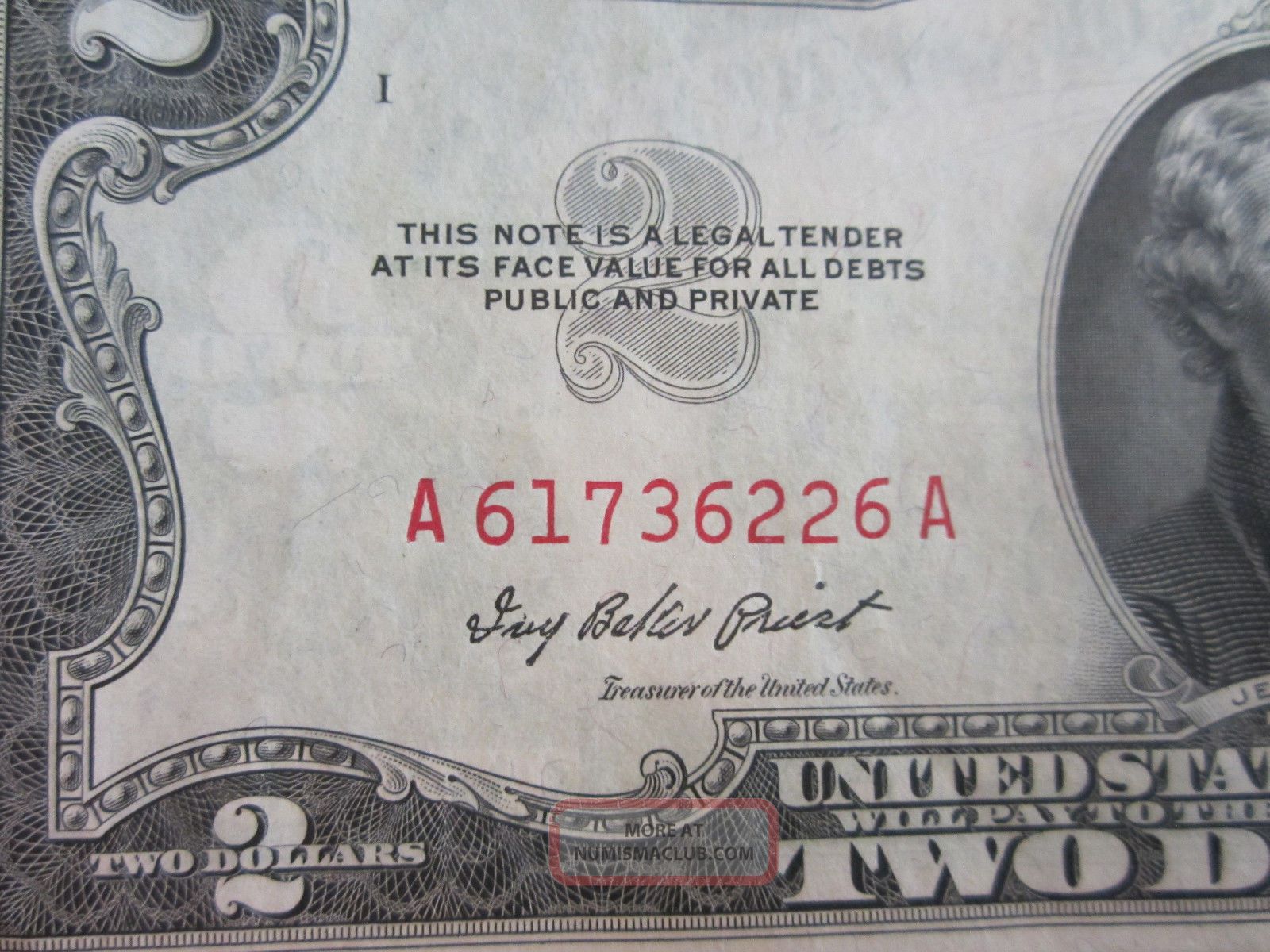 1953a Two Dollar $2 United States Note Red Seal Crisp Uncirculated