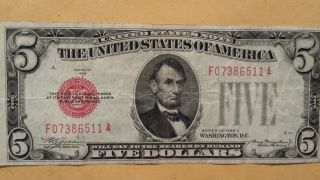 $5 1928 C United States Note Red Seal photo