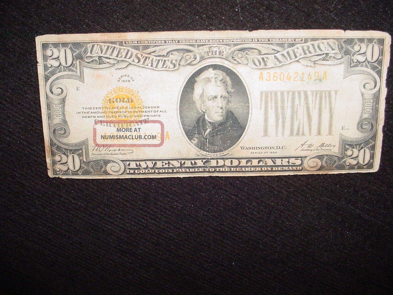 Series Of 1928 $20 Dollar Gold Certificate