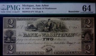 $2 1830 ' S,  Michigan,  Ann Arbor,  Bank Of Washtenaw,  Obsolete Currency photo