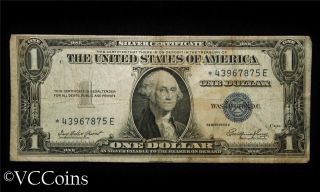 1935 E $1 Silver Certificate Blue Seal Note Star Note One Dollar Bill 875 photo