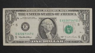 1995 $1 One Dollar Bill Federal Reserve Note Reverse Printing Error photo