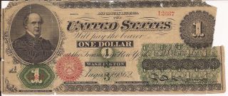 1862 $1 Dollar Bill United States Legal Tender Note Us Currency Greenback Fr 16c photo