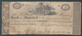 1816 $3.  00 The Richland & Huron Bank Of Mansfield Ohio Obsolete Note photo