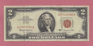 1963 $2 Dollar Bill Red Seal Aa Block Old Note Usn photo