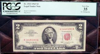 1963 U.  S.  Two Dollar Legal Tender Note Ex: Schingoethe Pcgs Circulated photo