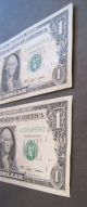 $1 One Dollar Frn 2009 Two Consecutive (pair) Low Serial Number (4 Digit) Small Size Notes photo 9