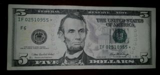2006 $5 Dollar Rare Federal Reserve Star Note photo