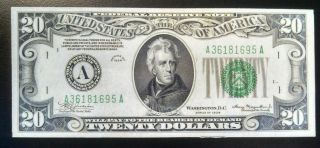 1934 $20 Dollar Bill With Very Rare Error - Almost Uncirculated photo