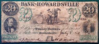1861 Bank Of Howardsville Twenty - Dollar Note - Howardsville,  Va photo