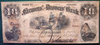 1858 Farmers ' & Drovers ' Bank Ten - Dollar Note - Petersburg,  In photo
