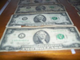 Paper Currency Assorted $2.  00 Bills Total Of 8 photo