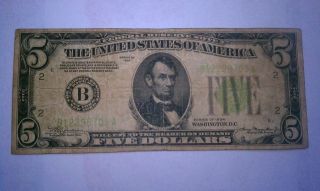 1934 dolar dollar bill five notes money paper federal reserve small