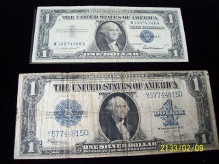 Very Collectible Old Money Silver Certificates,  1923 & 1957,  In Plastic Holders photo