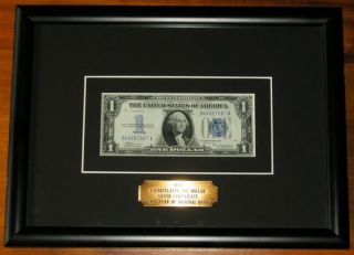 1934 $1 Sc Unc Note Double Showcase,  Professionally Framed photo
