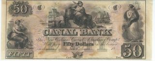 Obsolete Currency Louisiana Orleans Canal Bank $50 18xx Note Unissued Chcu photo