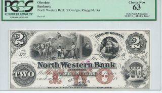 Obsolete Currency Georgia North Western Bank Ringgold $2 Abnco.  Proof Note 18xx photo