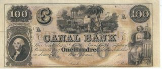 Obsolete Currency Louisiana Orleans Canal Bank $100 18xx G60a Cu Gutter photo