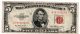 $5 United States Note,  Series 1953 Red Seal Small Size Notes photo 2