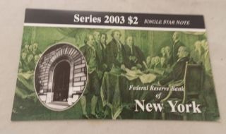 2003 $2.  Star Replacement Note B 00005889 Frb York - Uncirculated photo