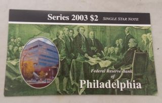 2003 $2.  Star Replacement Note C 00002553 Frb Philadelphia - Uncirculated photo