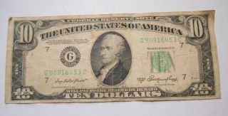 1950 A 10.  00 Dollar Bill Paper Money Green Seal photo
