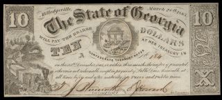 1865 State Of Georgia,  Milledgeville,  Ga $10 Obsolete Banknote photo