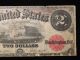 1919 $2 Two Dollar Legal Tender Note Rough Large Size Notes photo 3