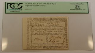 1781 $750 Thick Paper Colonial Note Pcgs Choice About 58 Apparent Va - 2081b photo