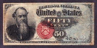 Us 50c Fractional Currency Note 5th Issue Fr 1376 Vf photo