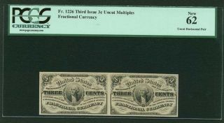 1864 - 69 3 Cents Fractional Currency Fr - 1226 Uncirculated Certified Pcgs - 62 