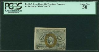 1863 - 67 10 Cents Fractional Currency Fr - 1247 Certified By Pcgs 