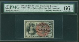 1869 - 75 10 Cents Fractional Currency Fr - 1261 Certified By Pmg 