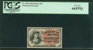 1869 - 75 10 Cents Fractional Currency Fr - 1257 Certified By Pcgs 