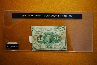 1862 10 Cents Fractional Postage Currency Fr 1240 - Vg/f - photo