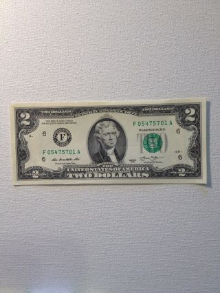 2013 Series $2 Dollar Federal Reserve Note - Low S/n photo