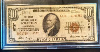 1929 $10 National Currency From Scranton Pa Type 2 Note Charter Number 8737 photo