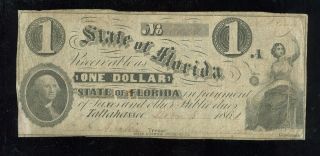 Tallahassee Florida $1 State Of Florida Banknote 1861 photo