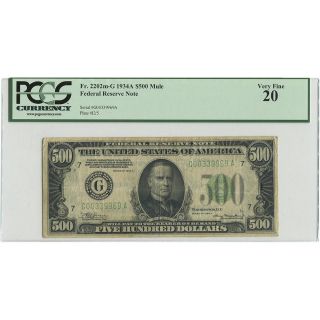 1934a Us $500 Mule Federal Reserve Note - Chicago - Pcgs Very Fine Vf 20 photo