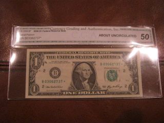 2006 $1 Fr 1932 - B Star Note S/n B03062737 Cga About Uncirculated 50 photo