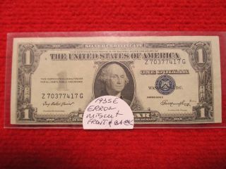 $1 1935 E Silver Certificate Error Miscutt Estate Find (h) More Bills 4 photo
