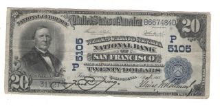 1902 $20 Series U.  S.  Large Note - Wells Fargo Nevada Natl Bank Of San Francisco photo