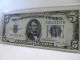 1934d $5.  00 Silver Certificate Blue Seal Almost Uncirculated Small Size Notes photo 2
