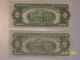 1953 B & 1963 $2 Dollar Bill Jefferson Note Red Seal Paper Money Small Size Notes photo 1